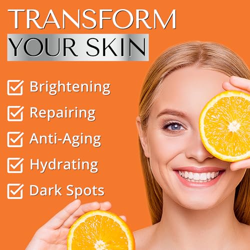 BRIGHTENING VITAMIN C SERUM with Niacinamide, Beta Glucan & Hyaluronic Acid - Anti Aging & Hydrating Vitamin Illuminating Serum & Dark Spot Corrector - Hidratante Facial for Men & Women by DERMAWORKS