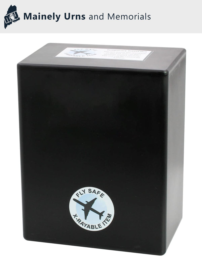 [Australia] - CarrySafe Urn - TSA Approved Fly-Safe and Temporary Travel Cremation Urn Kit for Human Ashes - Airline Friendly - 200 Cubic Inch Capacity - Airline-Ready Black Plastic Urn with Included Travel Box 
