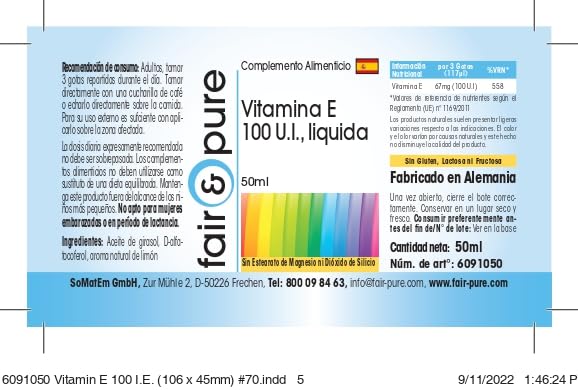 [Australia] - Fair & Pure® - Vitamin E oil 100 IU - 50ml - as D-alpha-tocopherol with lemon oil - vegan - Vitamin E drops - for internal and external use 