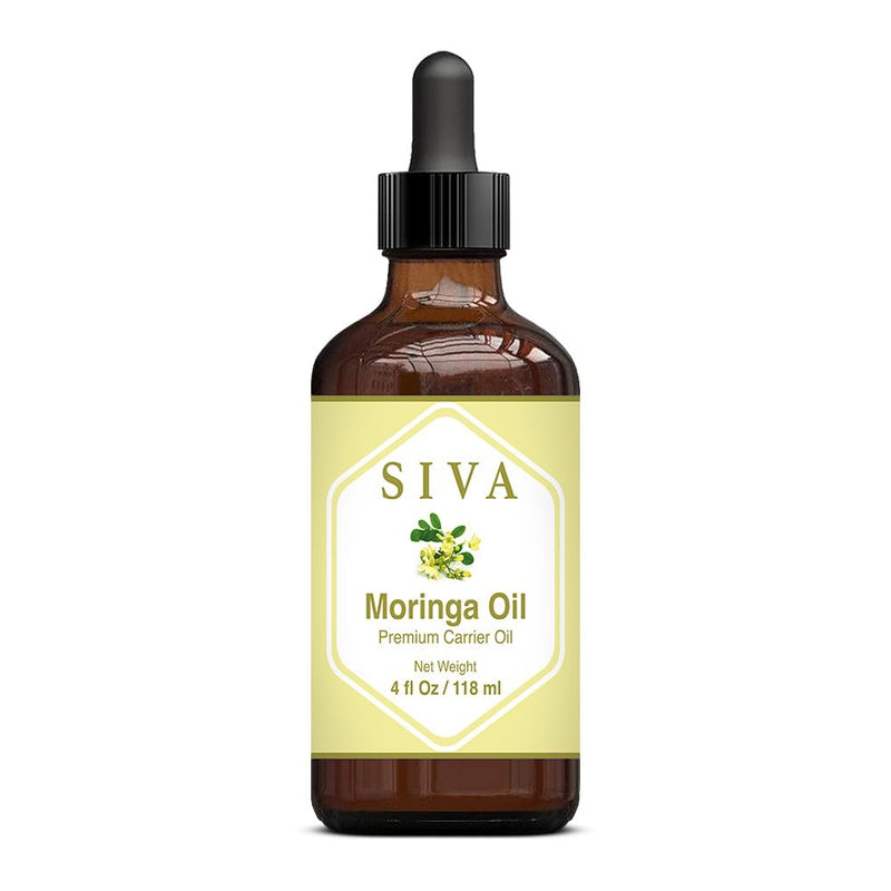 [Australia] - Siva Moringa Carrier Oil 4oz (118 ml) Premium Carrier Oil with Dropper for Skin Care, Hair Care, Scalp Massage & Body Massage 