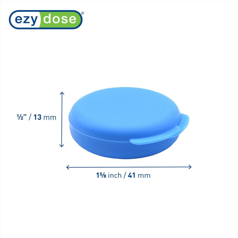 Ezy Dose Daily Round Pocket Pharmacy Pill Organizer, Blue & Pink, 2 Pack | Portable On-The-Go, Pill Box, Organizer and Vitamin Containers, Snap Shut Lids, Perfect For Traveling, BPA Free 2-Pack