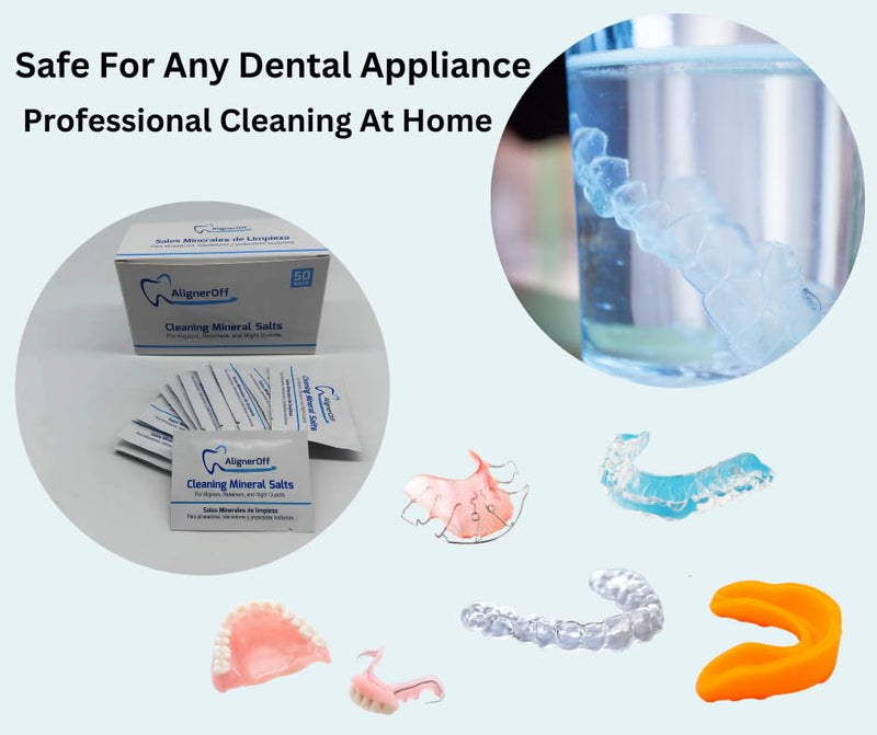 [Australia] - Cleaning Mineral Salts – Cleaner Crystals for Aligners, Retainers, Nightguards, & Dentures– Removes Stains, Plaque & Odors – Daily Safe Formula for Dental Appliances-3g Powder 