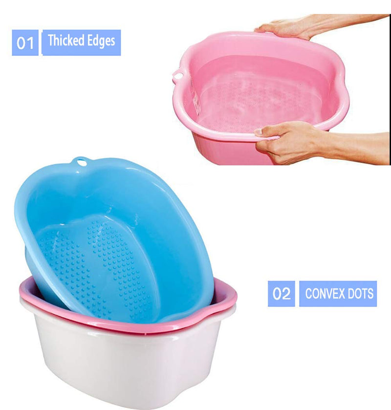 Large Plastic Foot Basin Bath Spa Tub Massage for Soaking Foot,Toe Nails, and Ankles,Pedicure,Improved Sturdy Portable Tub-Blue Blue
