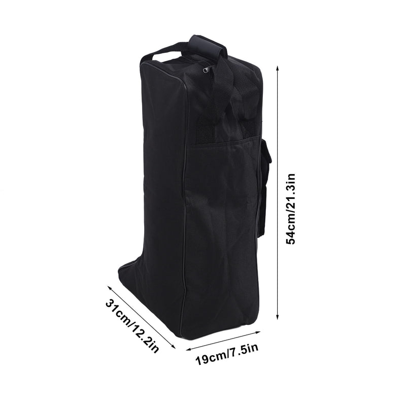 Portable Dust Proof Storage Bags for Tall Boots, Oxford Cloth and Leather Zippered With Handle, for Cowboy and Snow Boots, Black Shoe Bags