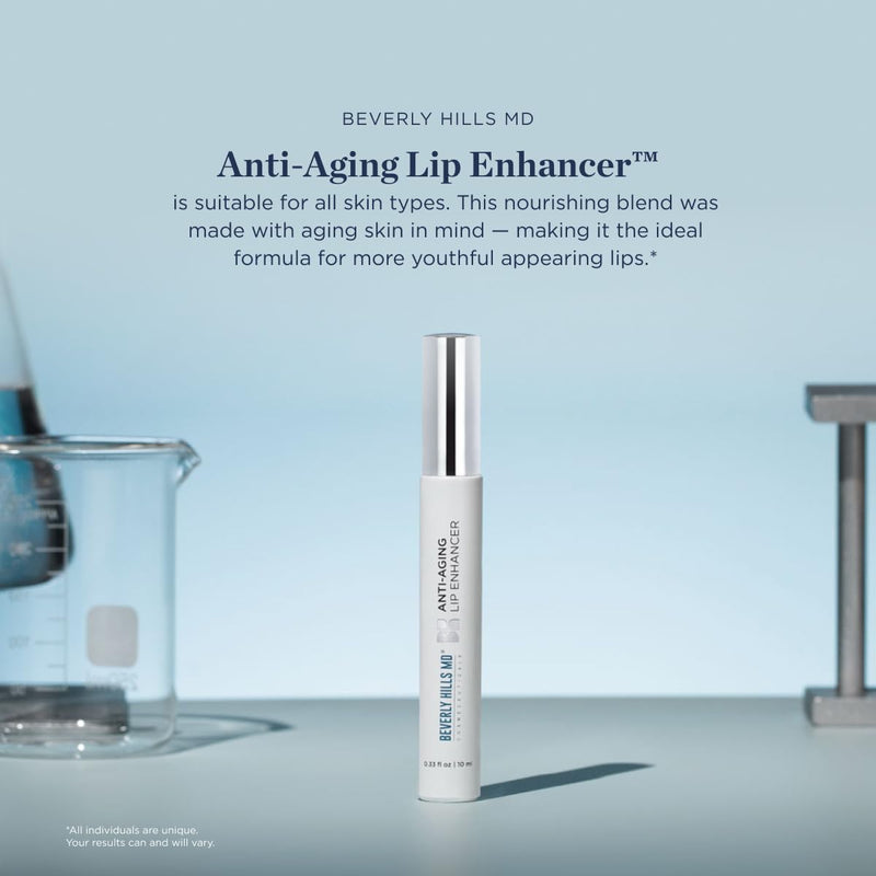 Anti Aging Lip Enhancer- Plumping Formula for Fuller, Hydrated Lips - Visibly Volumize, Smooth Lips w/Collagen Supporting Agents- Hyaluronic Acid, Ceramides, Peptides- No Sting/Burn