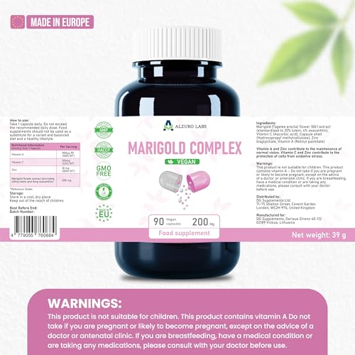 Lutein 40mg & Zeaxanthin 8mg | High Strength Eye Complex | Vitamin A, C & Zinc | Normal Vision Support | 90 Vegan Capsules | GMP & 3rd Party Lab Tested