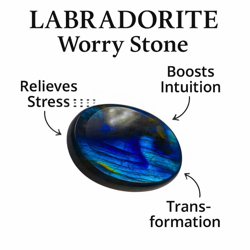 [Australia] - Labradorite Worry Stones ‚Äì Crystal Thumb Worry Stone for Anxiety, Stress ‚Äì Relaxing and Soothing Balance Stones for Meditation, Stress Relief ‚Äì Healing Stones and Crystals for Men and Women Labradorite 