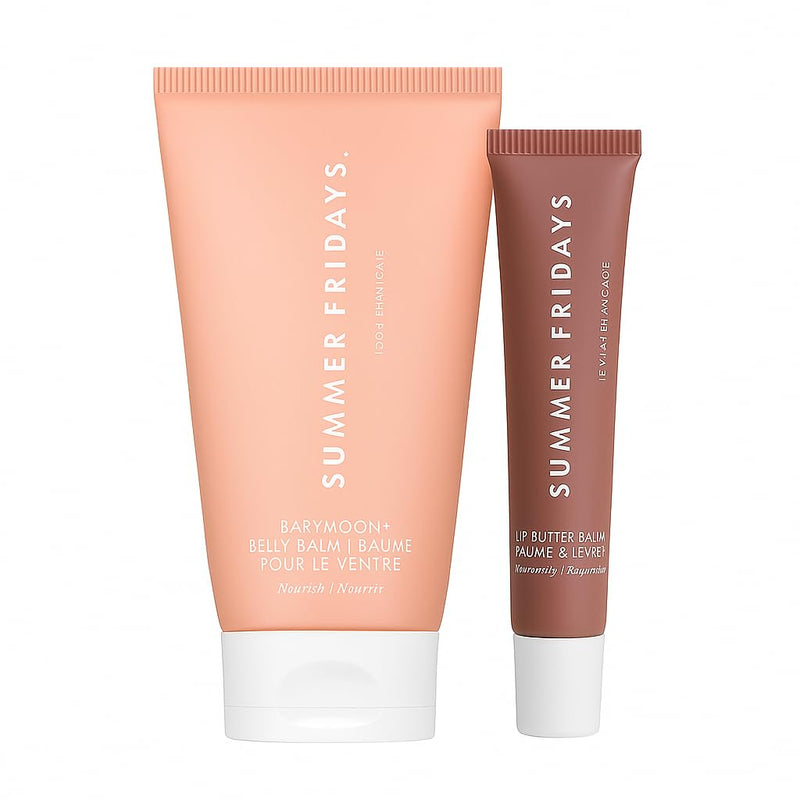 [Australia] - Summer Fridays Vanilla Lip Butter Balm & Babymoon Belly Balm Gift Set - Lip & Body Care Bundle to Help Moisturize Dry Skin & Help Reduce the Appearance of Stretch Marks (2 Count) 