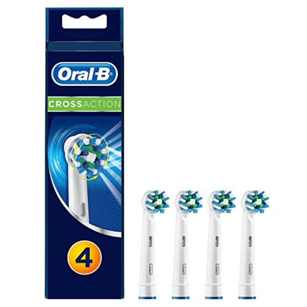 Oral B Cross Action Electric Toothbrush Replacement Brush Heads Refill, 4Count White 4 Count (Pack of 1)