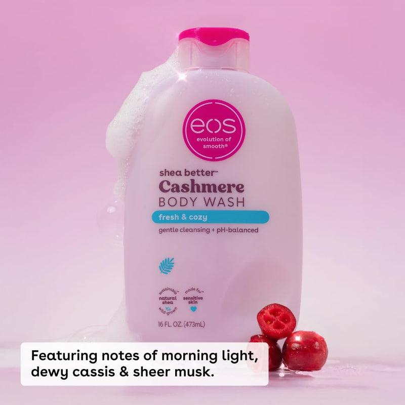 [Australia] - eos Shea Better Cashmere Body Wash, Fresh & Cozy, Moisturizing, pH Balanced Body Wash, Creamy Gel Formula, Paraben & Phthalate Free, Sensitive Skin, 16 fl oz 16 Ounce (Pack of 1) 