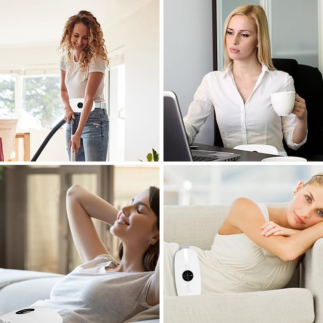 [Australia] - Period Heat Belt, Period Heat Belt, Menstrual Heat Belt, Heating Belt, Heating Pad Wireless, 3 Temperature Levels 3 Massage Modes to Relieve Menstrual Cramps (White) White 