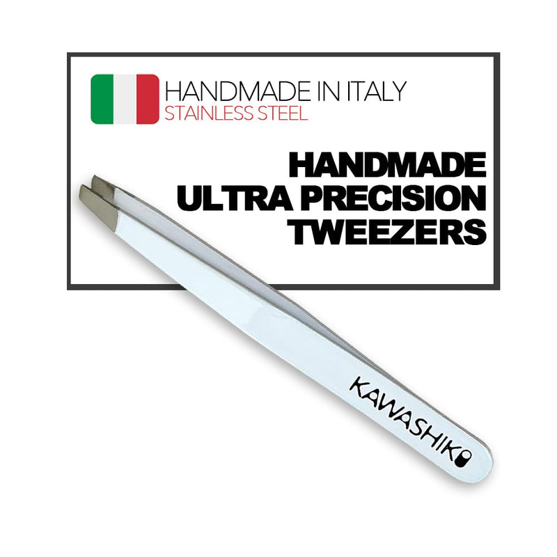 Hand-Sharpened Slant Tweezers | Ultra-Precision 25-Degree Angle for Eyebrow Shaping & Facial Hair Removal, Professional Stainless Steel for Women & Men (Pure White) Pure White