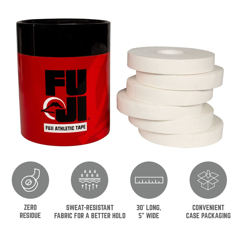 Fuji Jiu-Jitsu and Judo Finger Tape with Case (6 Rolls) White