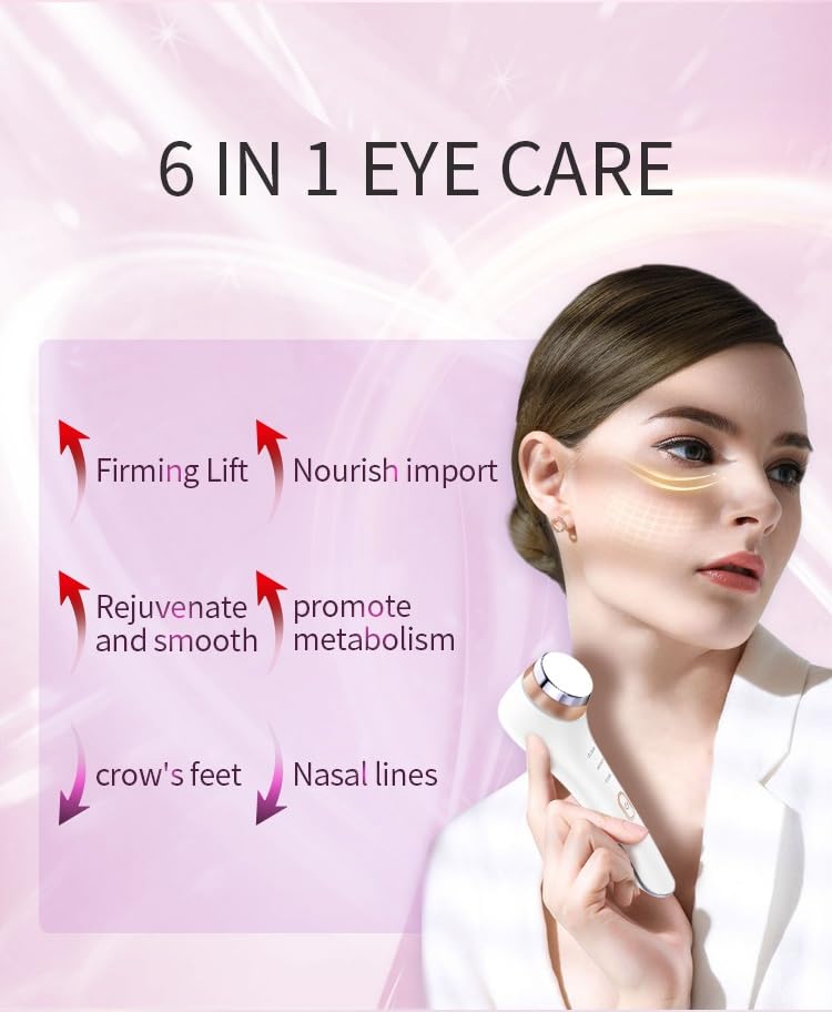 Eye Massager Wand with Heat and Cooling Electric Ice Roller For Face Vibrating 42℃ and 10℃ Dark Circles Treatment,Relieve Puffiness,Sinus Pain,Migraine Relief,Eyes Bags Remover,Anti Wrinkles