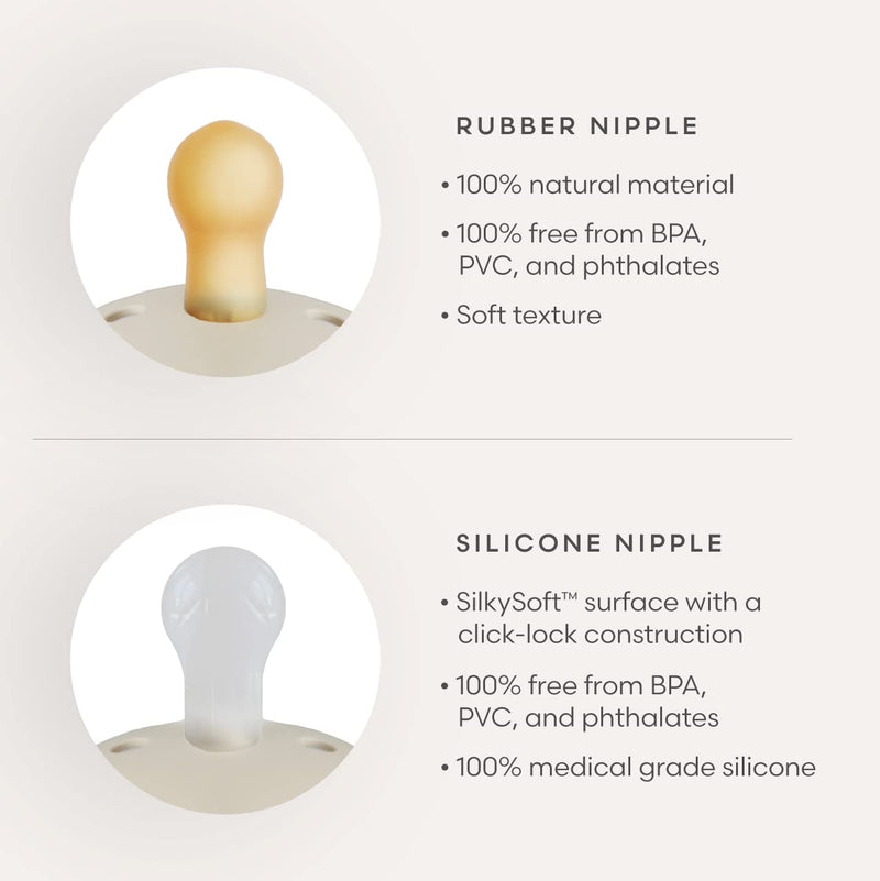 [Australia] - FRIGG Daisy Natural Rubber Baby Pacifier | Made in Denmark | BPA-Free (Blush/Cream, 0-6 months) 2-Pack 0-6 Month Blush/Cream 