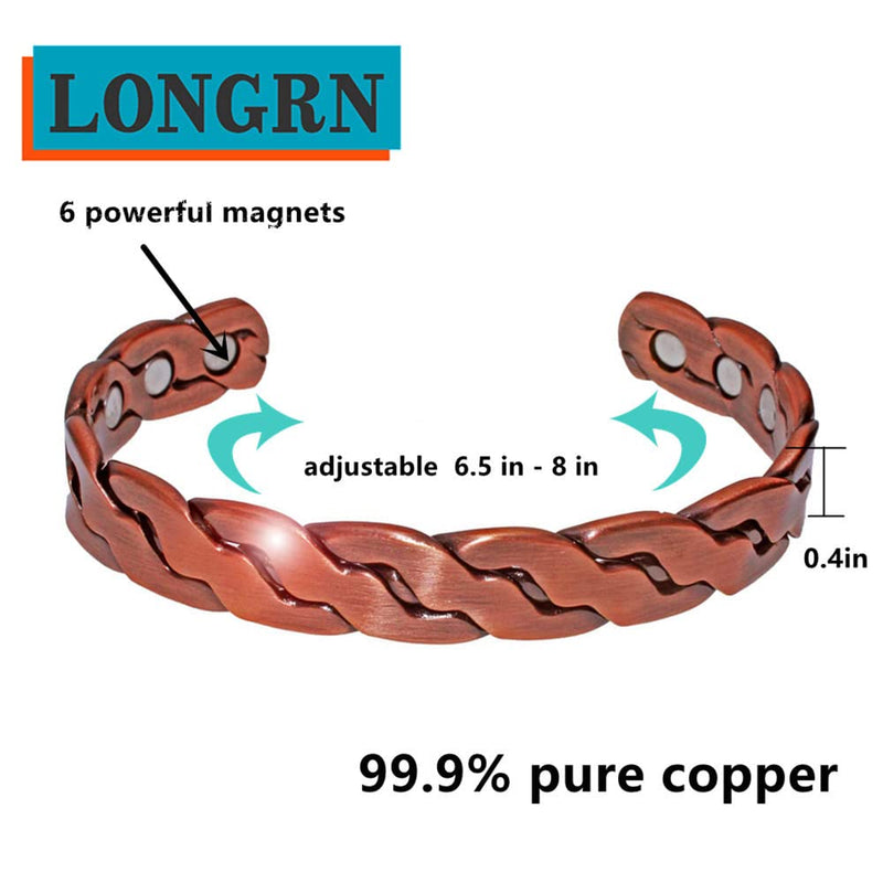[Australia] - Copper magnetic bracelet with 6 magnets for men and women 