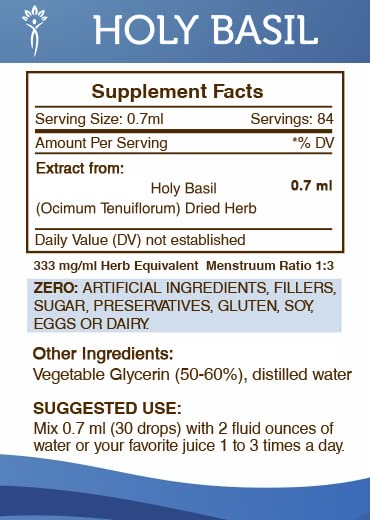 [Australia] - Secrets of the Tribe Holy Basil Tincture Alcohol-Free Extract, Holy Basil (Ocimum Tenuiflorum) Dried Herb Tincture Supplement (2 FL OZ) 2 Fl Oz (Pack of 1) 