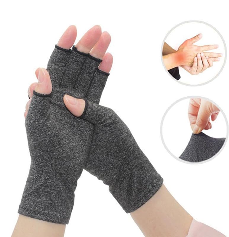 [Australia] - Premium Bamboo Gloves, One Compres Bamboo Arthritis Gloves,Compres Gloves for Women Men,Fingerless Design, Breathable Fabric Medium Gray 