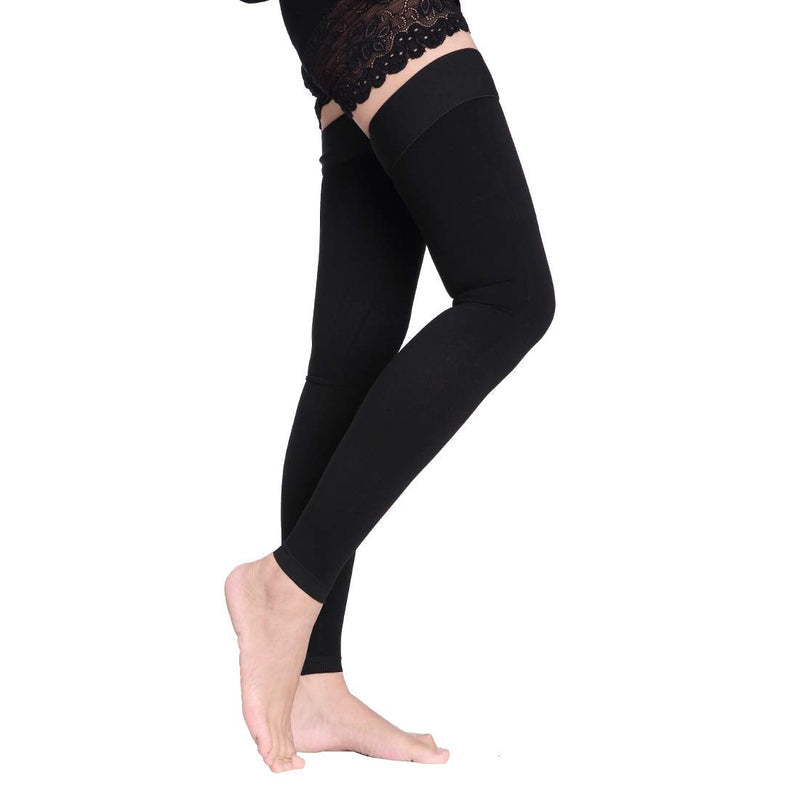 [Australia] - Thigh High Compression Socks for Men & Women, 20-30 mmHg Compression Stockings. Black Large 