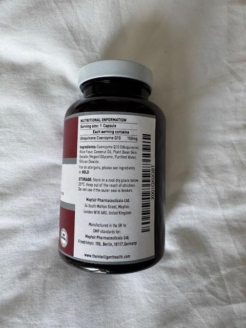The Intelligent Health CoQ10 Supplement, Fermented Coenzyme Q10 Ubiquinone for Women & Men, Easy to Swallow 100mg 120 Vegetarian Softgels
