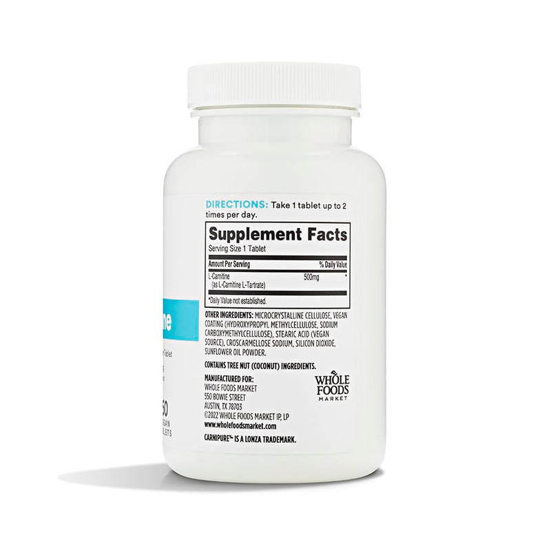 [Australia] - Whole Foods Market, Free-Form L-Carnitine 500mg, Vegan, 60 Count 60 Count (Pack of 1) 