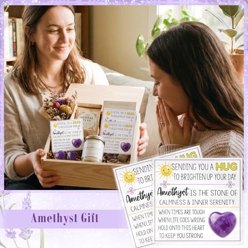 JellyArch 24 Set Amethyst Crystal Heart Purple Stone, Sending You A Hug