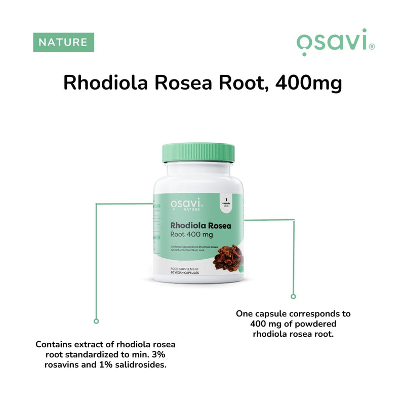 Osavi Rhodiola Rosea Root 400mg – 120 Vegan Caps | Adaptogenic Support for Reducing Stress–Induced Fatigue and Enhancing Mental & Physical Wellbeing 120 count (Pack of 1)
