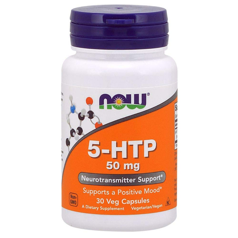 NOW Supplements, 5-HTP (5-hydroxytryptophan) 50 mg, Neurotransmitter Support*, 30 Veg Capsules 30 Count (Pack of 1)