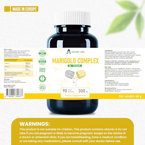 Lutein 30mg, Zeaxanthin 9mg & Meso-Zeaxanthin 9mg | Triple Carotenoid Eye Complex | Normal Vision Support | Vitamin A, C & Zinc | 90 Vegan Capsules | GMP & 3rd Party Lab Tested