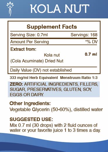 [Australia] - Secrets of the Tribe Kola Nut Tincture Alcohol-Free Extract, Kola nut (Cola Acuminate) Dried Nut (4 FL OZ) 4 Fl Oz (Pack of 1) 