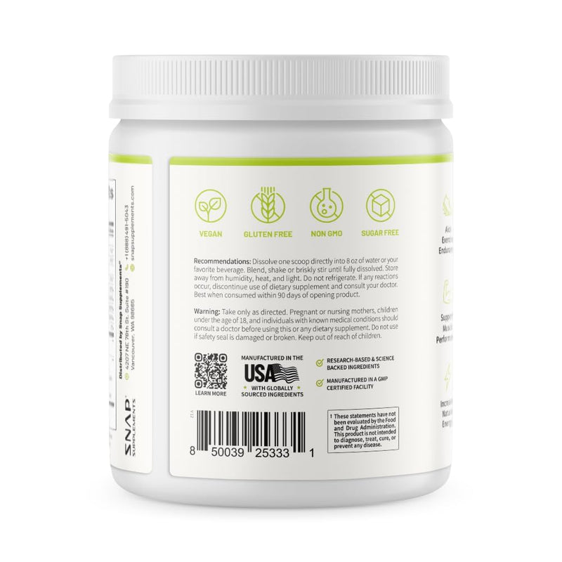 Snap Supplements Pre Workout Beet Root Powder, Nitric Oxide Supplements for Men and Women - Energy and Circulation Support, 8.8 oz, (30 Servings,1 Month Supply), Mixed Berry