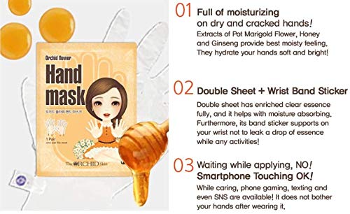 [Australia] - The Orchid Skin Hand Repair Mask Sheet Gloves for Hydration and Moisturization, Korean Skincare, 0.7 .o.z Orange Hand Mask 