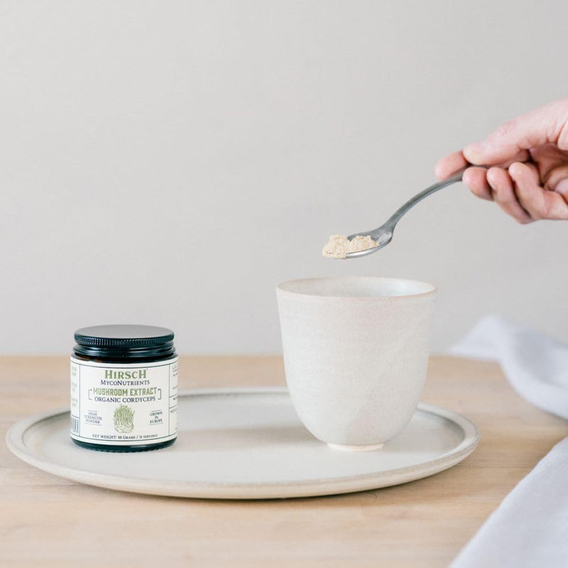 Hirsch Organic Cordyceps Sinensis High Strength Mushroom Extract Powder - Organically Grown in The EU - Non-GMO - No Added Fillers