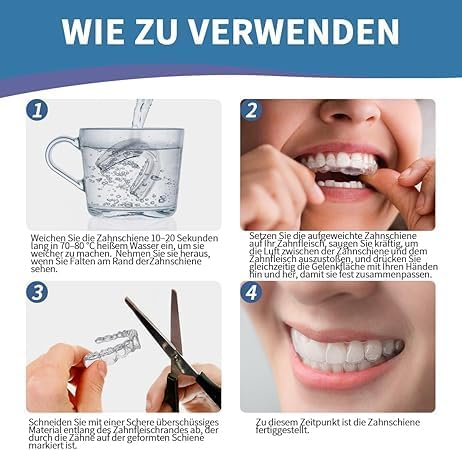 [Australia] - Nighttime grinding splint, transparent splint, against nighttime bruxism and snoring, dental splint for better sleep, 4 moldable mouthpieces, against teeth grinding, with storage box, transparent color 1014 