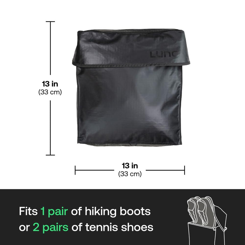 LUNO Magnetic Shoe Bag – Outdoor Car Camping Shoe Storage with Quick-Dry Mesh & Strong Magnetic Mount | Water-Resistant Boot Bag & Gear Organizer for Van Life, Adventures & Wet Gear (Black) Black