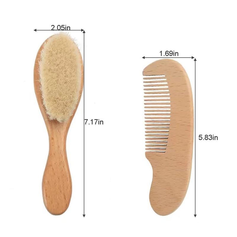 [Australia] - PandaEar 3 Pack Baby Brush and Comb Set Newborn, Silicone Cradle Cap Brush for Babies, Soft Newborn Hair Brush with Soft Goat Bristles, Wooden Toddler Comb Hairbrush Set for Boys and Girls 