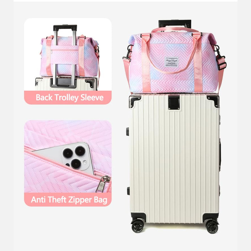 Shoulder Weekender Overnight Bag Carry on Weekender Overnight Bag Luggage Bag with Trolley Sleeve Blue