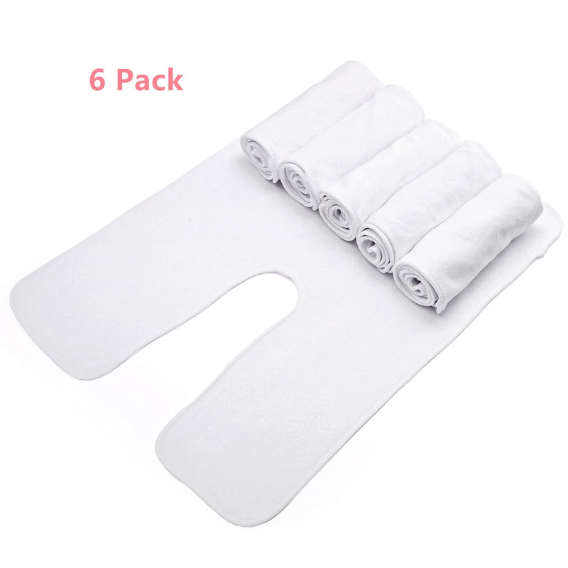 [Australia] - DEAYOU 6 Pack Facial Towels for Estheticians, U-Shaped Spa Towels for Facial, Soft Microfiber Massage Face Towels for Spa Steam, Barbers, Beauty Salons, Skin Care, SPA Centers, Split Design, White 