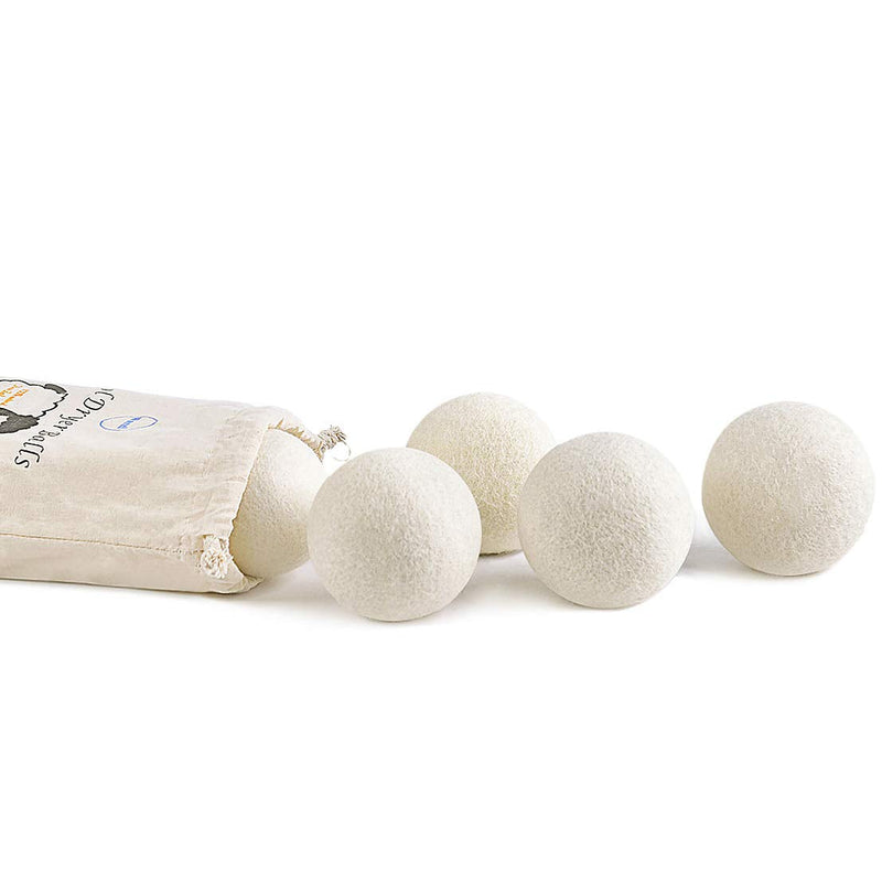 Wool Dryer Balls 6-Pack XL Laundry Dryer Balls Reusable Natural Fabric Softener New Zealand Organic Wool Handmade Reduce Wrinkles & Shorten Drying Time by WANTELL (White, XL)