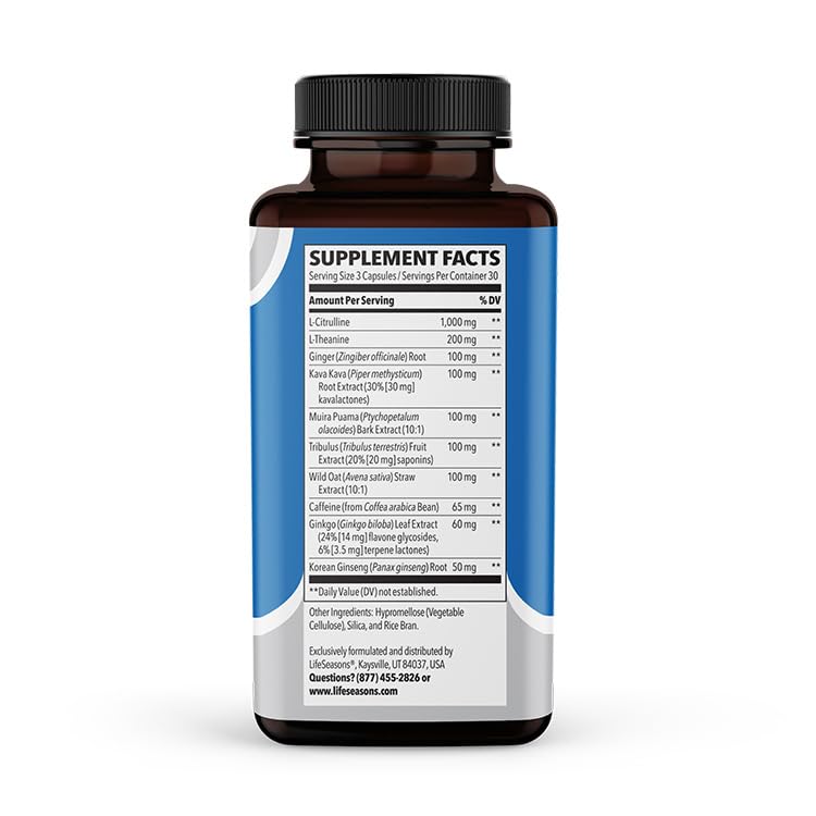 [Australia] - LifeSeasons - Nitro-T - Men's Performance Support Supplement - Enhance Stamina & Energy - Promote Healthy Blood Circulation - L-Citrulline L-Theanine Tribulus Ginger Kava & Caffeine - 90 Capsules 90 Count (Pack of 1) 