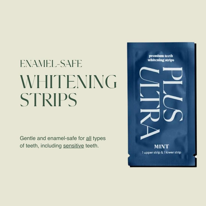 [Australia] - PLUS ULTRA Premium Teeth Whitening Strips, Eco-Friendly Vegan Stain Remover White Strips - Teeth Whitener for Coffee, Wine, Soda, and Other Stains - Mint - 28 Strips (14-Day Treatment) 