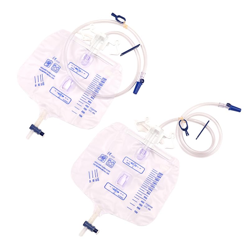 [Australia] - 5 packs Urinary Drainage Bag with Anti-Reflux Chamber, adult Urine Bag with 2000 mL Volume, Professional Urinary Bag for Home and Hospitals Health Aids 5 