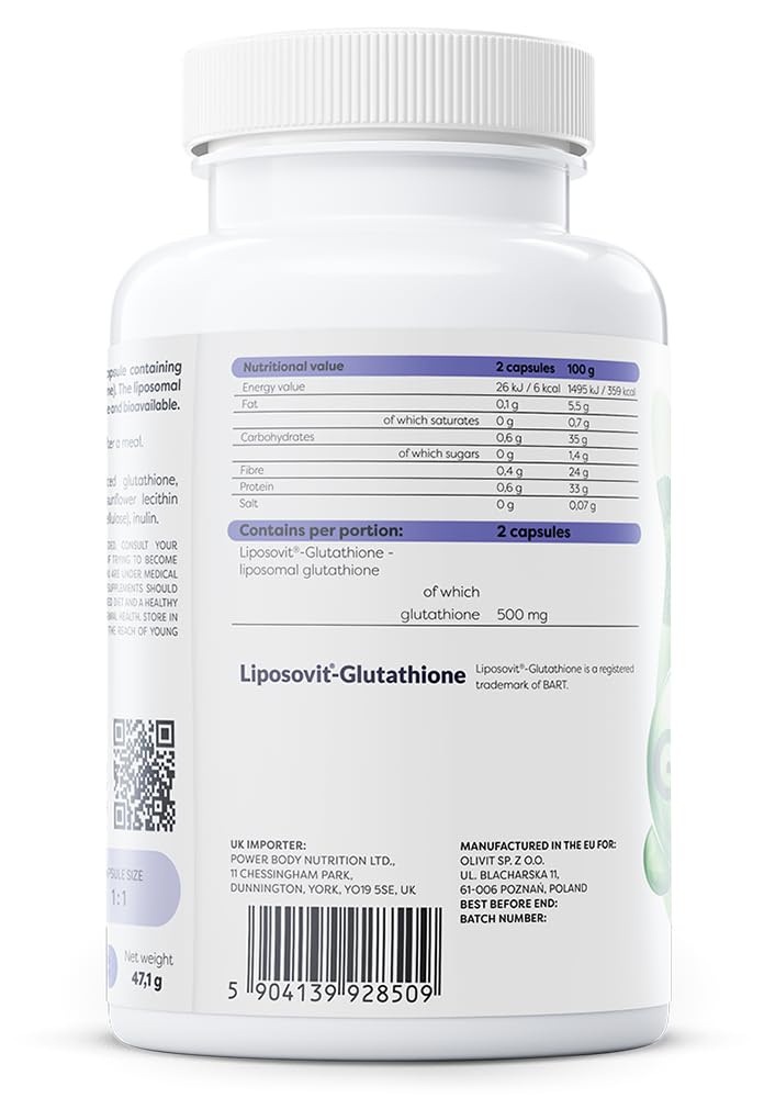 Osavi Liposomal Glutathione 500 mg – 60 Vegan Capsules | Liposovit®-Glutathione | Reduced L-Glutathione (GSH) | High Absorption & Gentle on Stomach | Advanced Dry Liposomal Technology | Clean Label