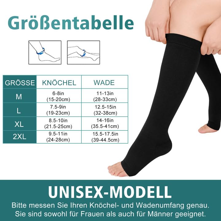 [Australia] - Evolyline Medical Compression Stockings Women & Men 20-30 mmhg Class 2, Compression Socks Thrombosis Stockings Women's Flight, Support Stockings Women's Support Tights for Varicose Veins Ankle Black XXL 