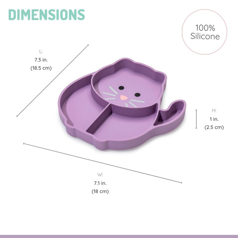 [Australia] - melii Divided Silicone Suction Plate - 100% Silicone, for Baby + Toddlers – BPA Free, Dishwasher & Microwave Safe (Cat) Cat 