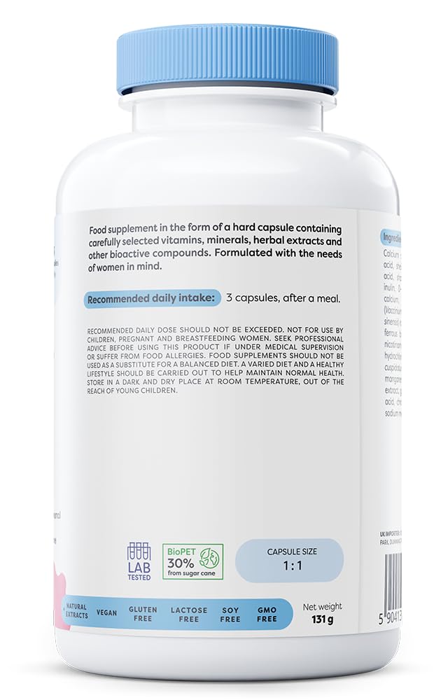 Osavi Multivitamins & Minerals Women – 180 Vegan Capsules | Supports Hormones, Skin & Reduces Fatigue | with Choline, CoQ10, Lutein | Plant extracts | Better Absorption with BioPerine®