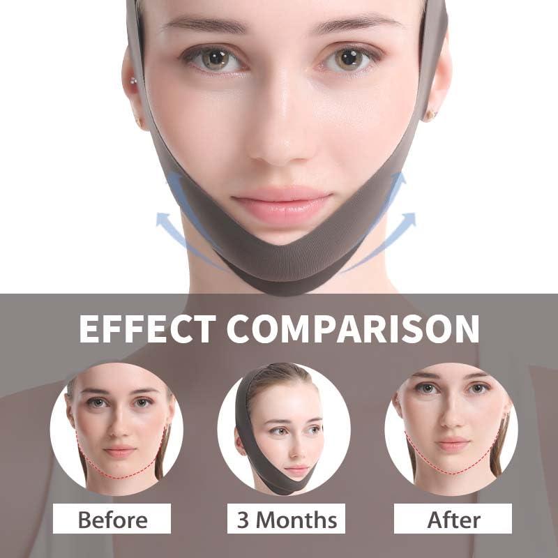 V-Line Face Slimming Strap, Double Chin Reducer Mask, Adjustable Facial Lifting Bandage, Gray