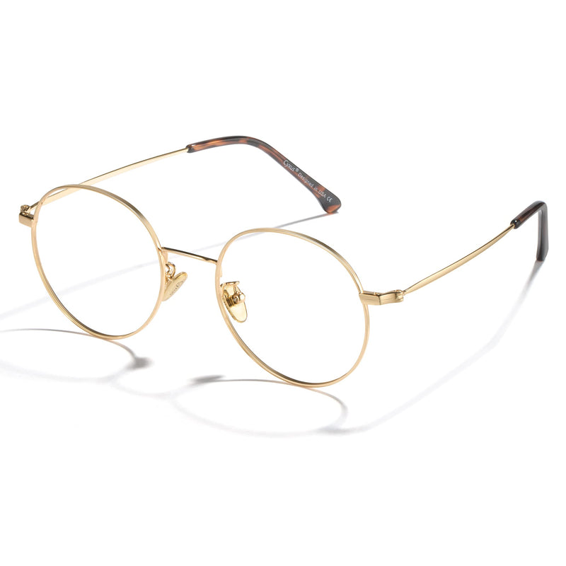 [Australia] - Cyxus Round Blue Light Glasses for Men Women Wire Frame UV Blocking Computer Glasses Clear Lens Metal Ultralight Eyewear 01 - Gold 
