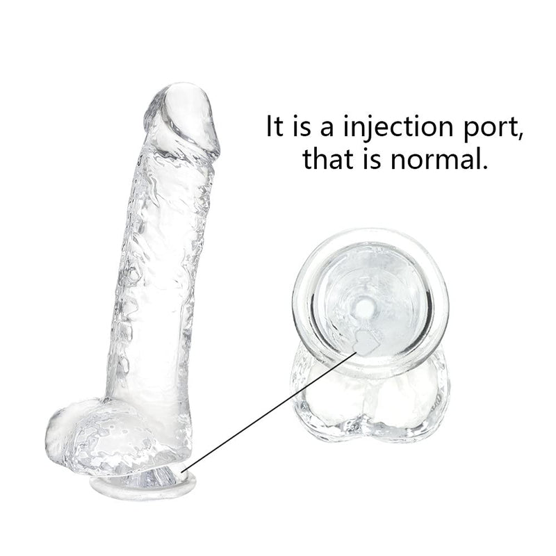 Small Realistic Clear 6 inch Cute Dildo,Adult Sex Toy with Suction Cup Dildo, Suitable for Beginner Women/Men/Gay with thin and slim Poke, can be Use for G-spot and Anal Transparent