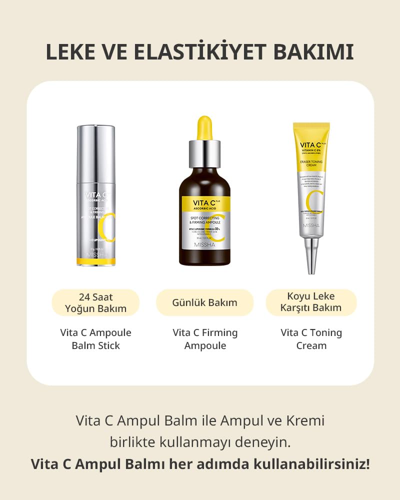 MISSHA Vita C Plus Ampoule Balm Facial Serum Stick 0.35 oz | Portable vitamin care glides on dry areas for moisture barrier support, radiant-looking tone, and soft feel anytime. 0.35 Fl Oz (Pack of 1) Vita C Balm stick